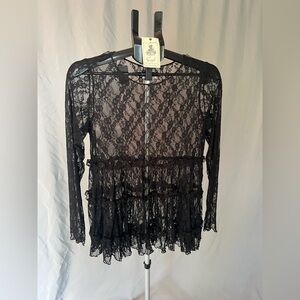 Easel Black Lace Top